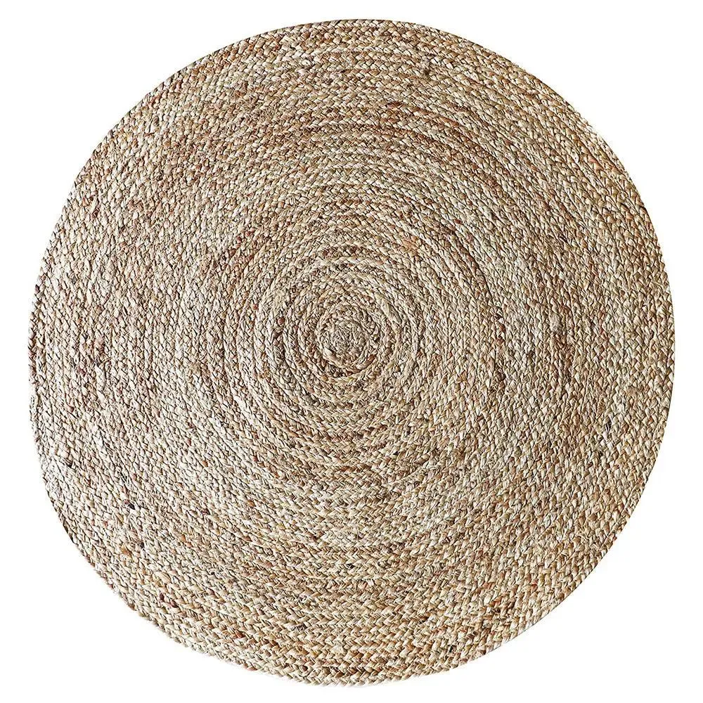 Beige Jute Round Area Rug 3 ft