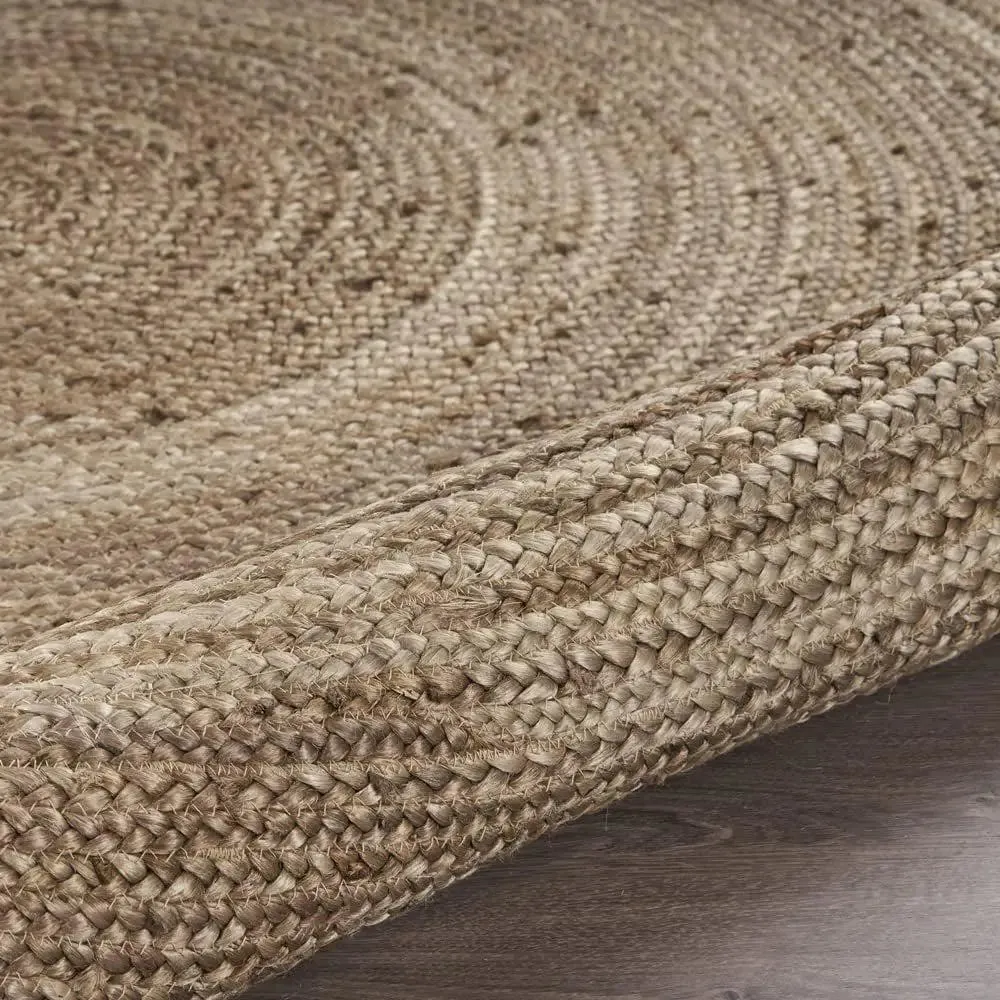 Beige Jute Round Area Rug 3 ft