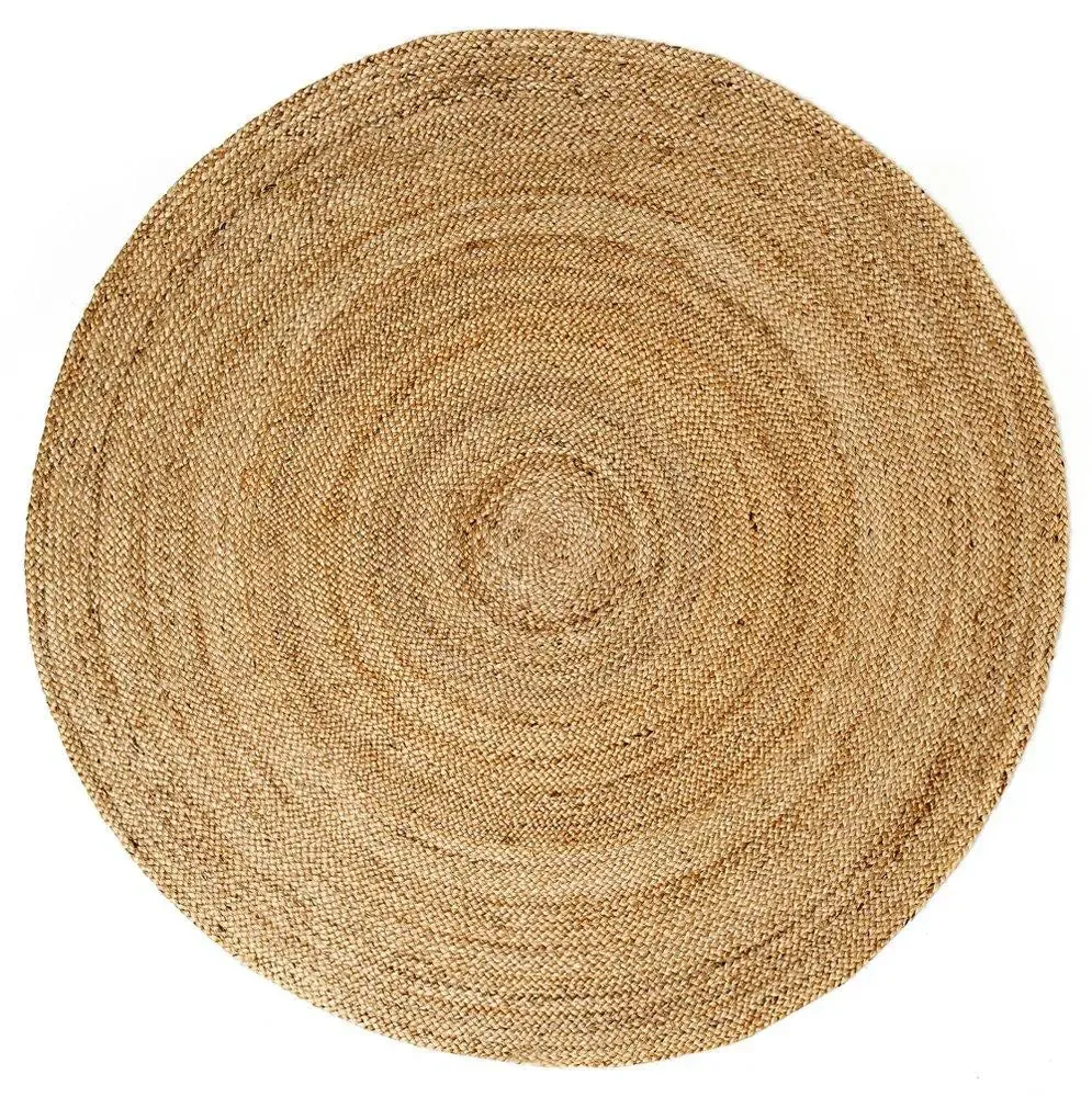 Beige Jute Round Area Rug 8 ft