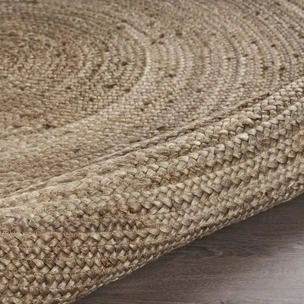 Beige Jute Round Area Rug 8 ft