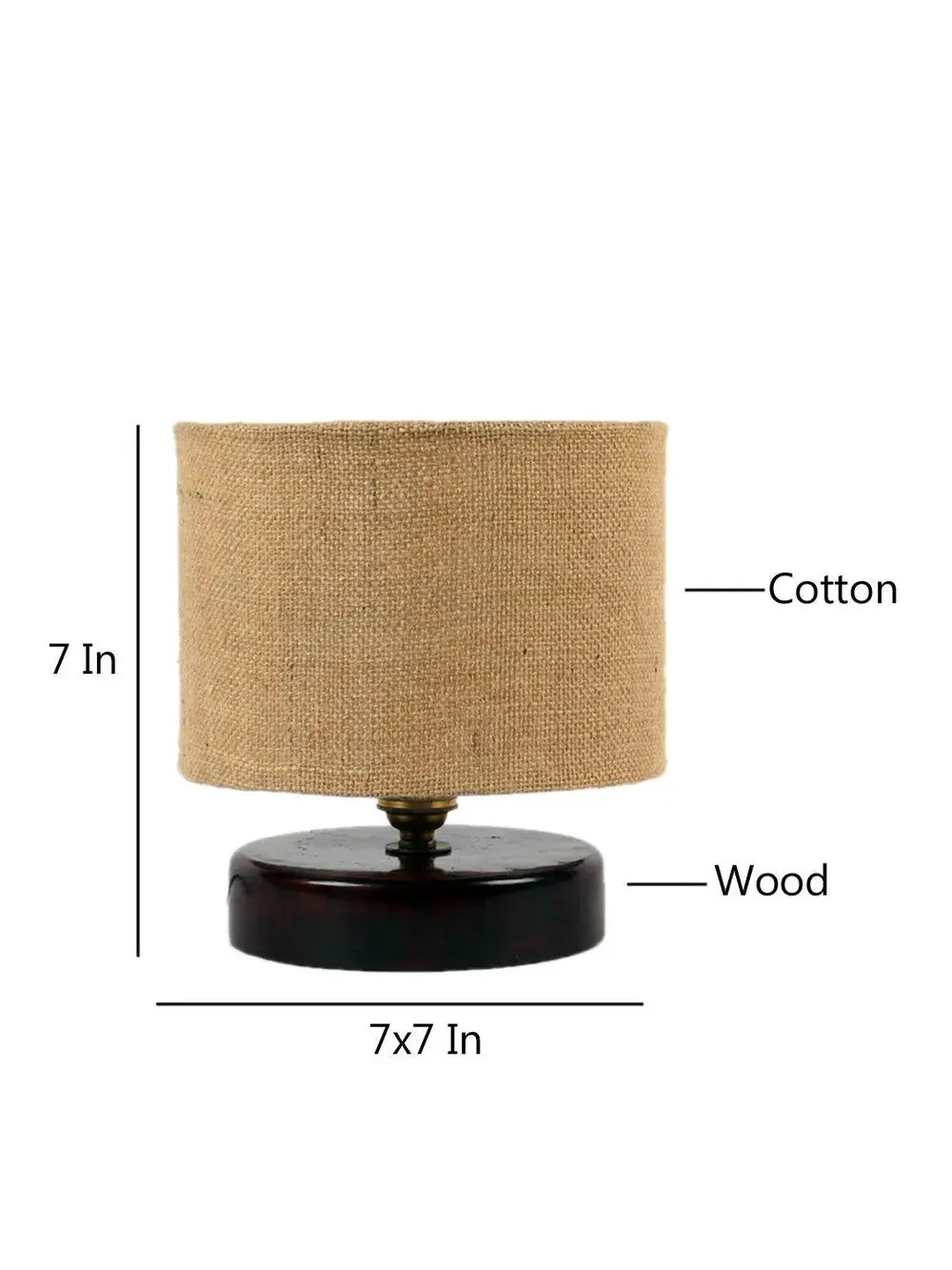 Beige Jute Table Lamp with Brown Wood Base