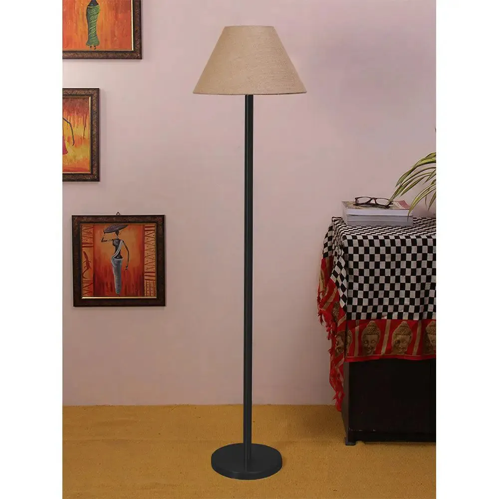 Beige Metal Standing Lamp