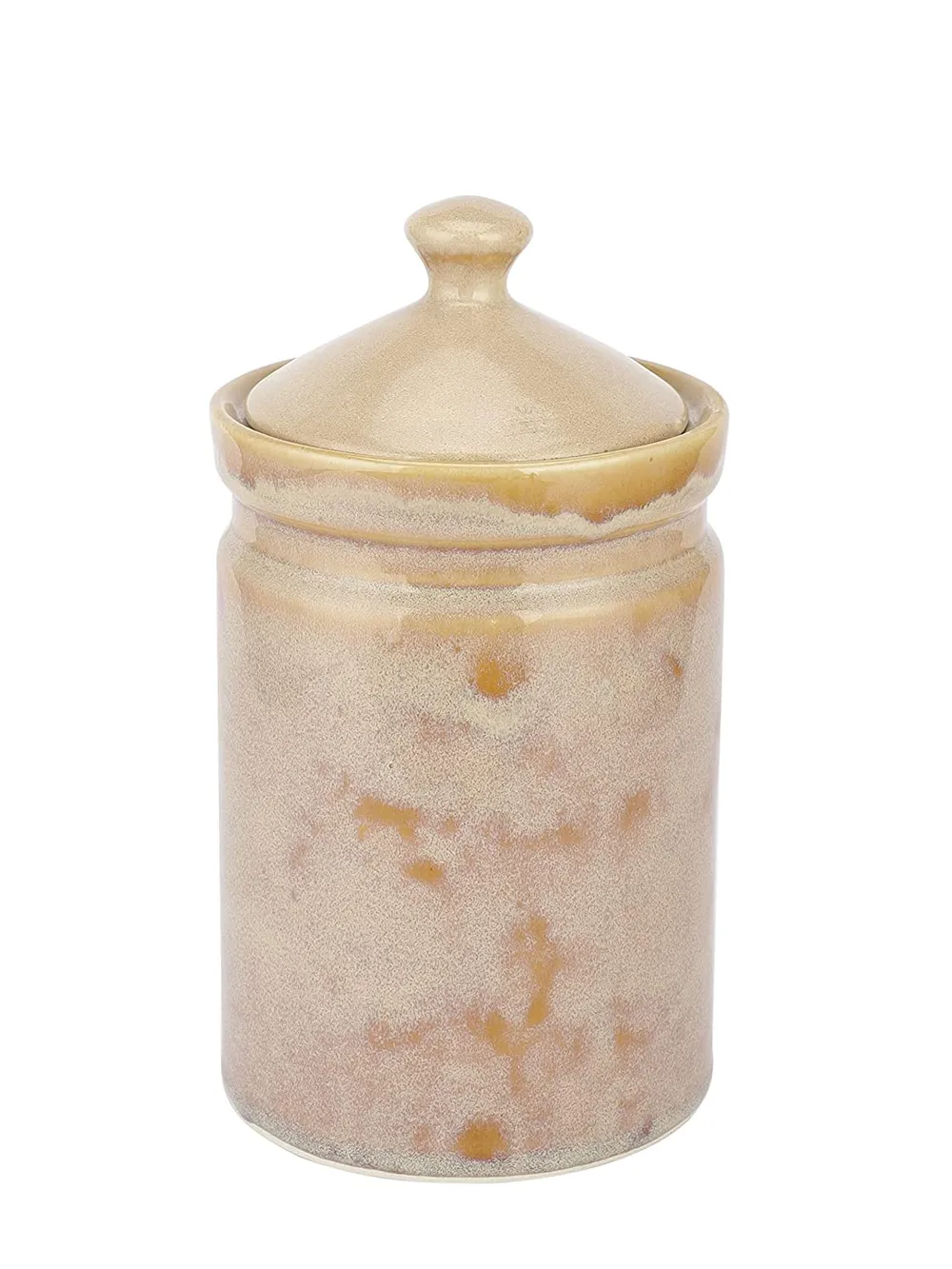 Beige Minimalist Ceramic Jar With Lid