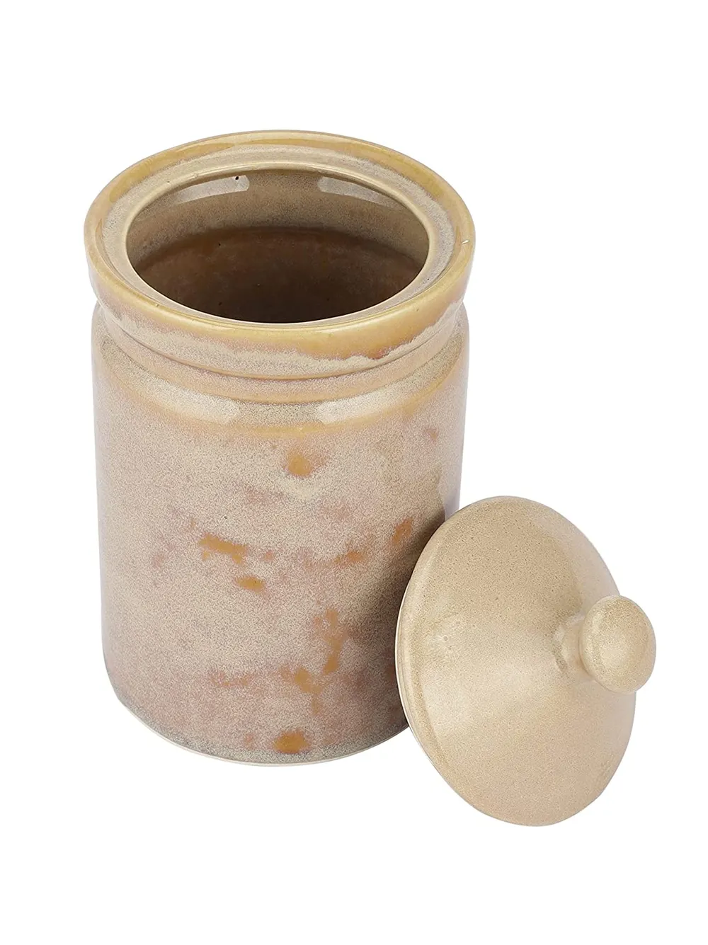 Beige Minimalist Ceramic Jar With Lid