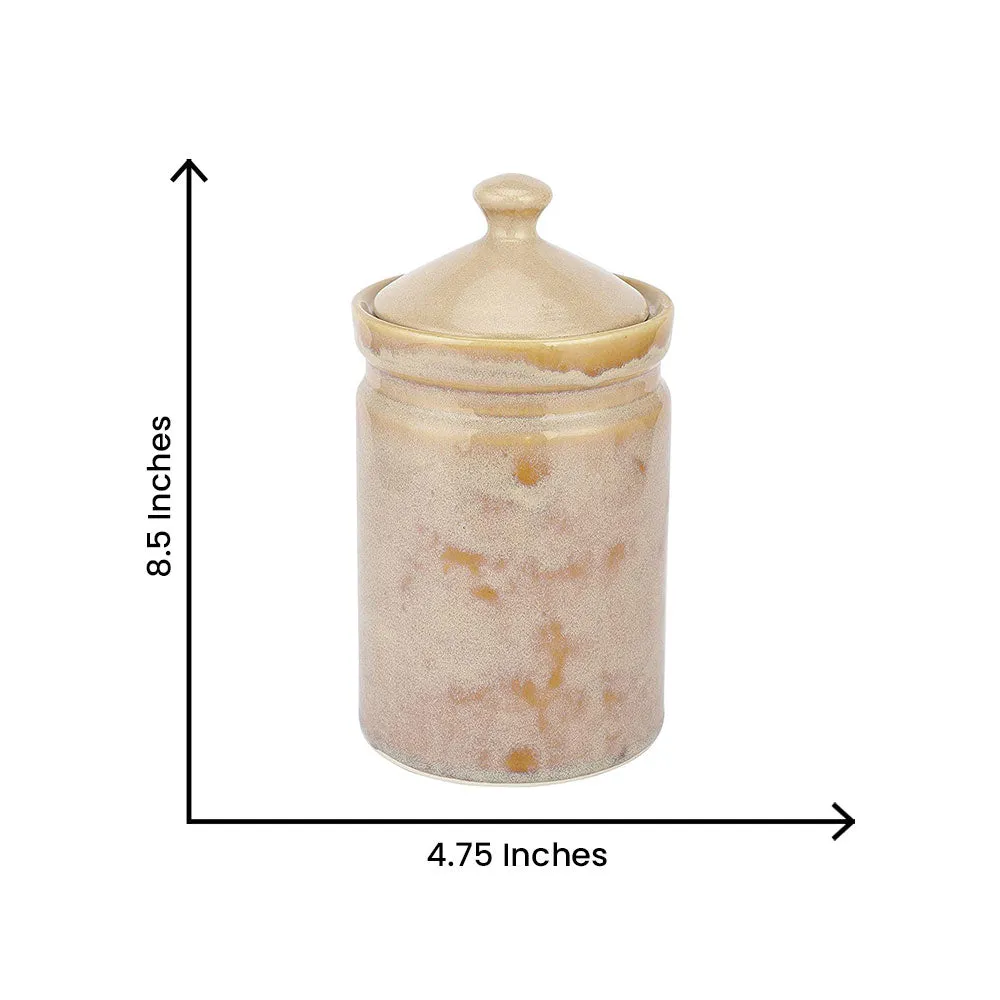 Beige Minimalist Ceramic Jar With Lid