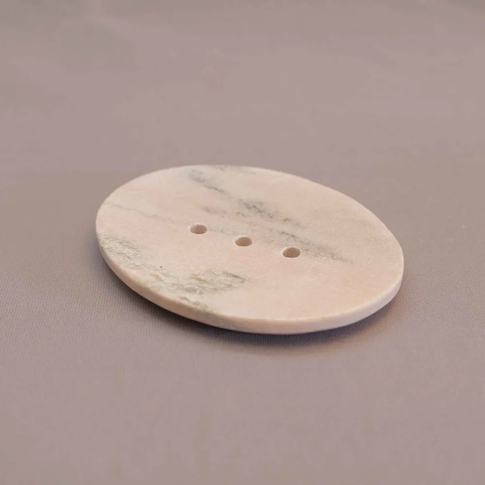 Beige Pink Marble Soap Dish with Drainage System