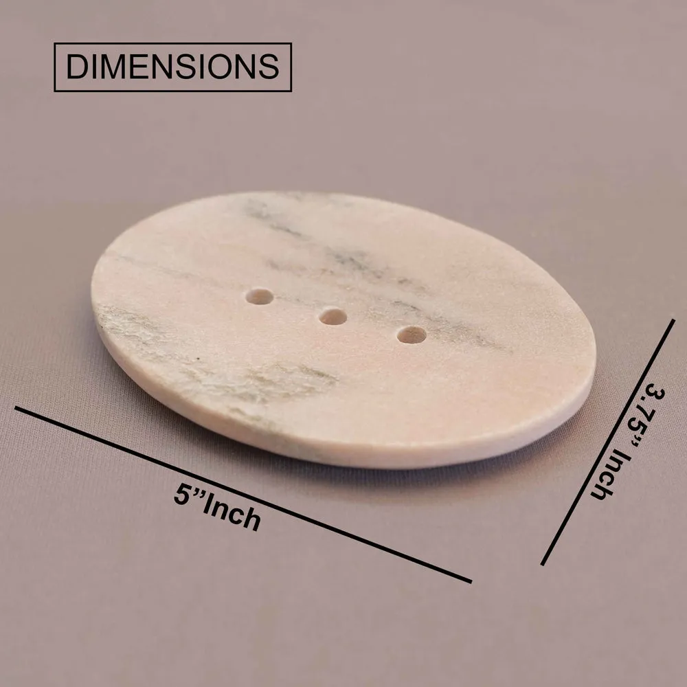 Beige Pink Marble Soap Dish with Drainage System