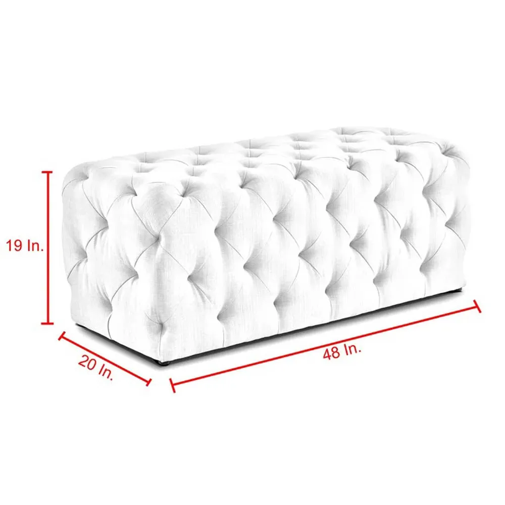 Beige Resilient & Super Soft Luxurious Tufted Velvet Upholstered Bench