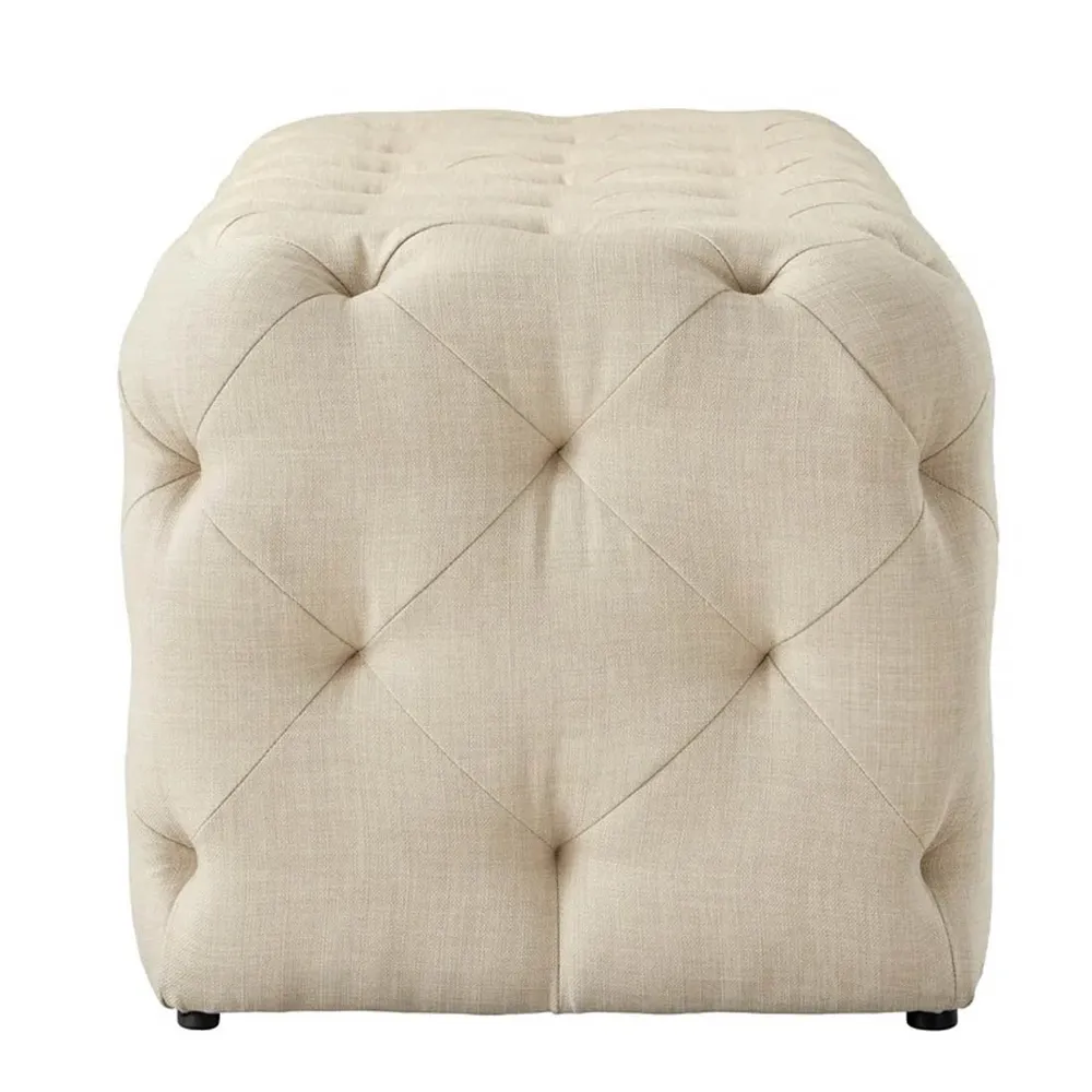 Beige Resilient & Super Soft Luxurious Tufted Velvet Upholstered Bench
