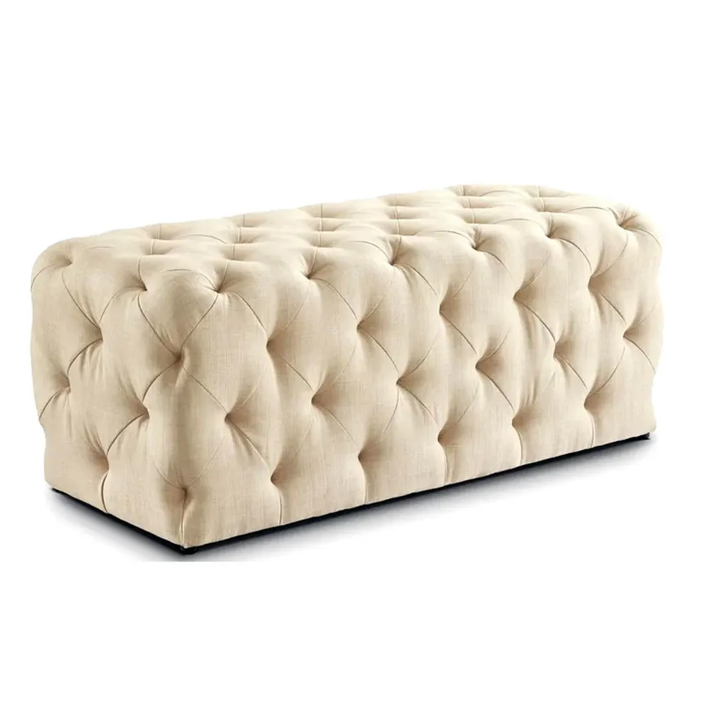 Beige Resilient & Super Soft Luxurious Tufted Velvet Upholstered Bench