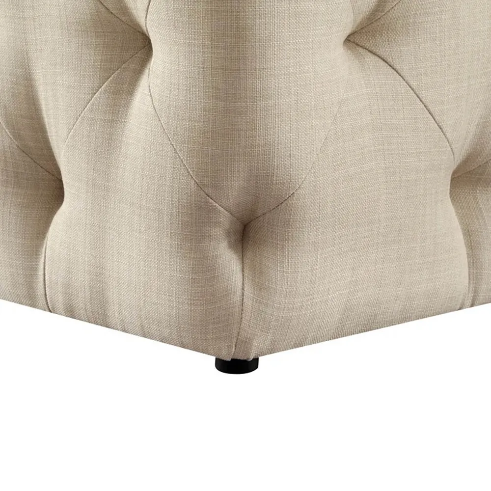 Beige Resilient & Super Soft Luxurious Tufted Velvet Upholstered Bench