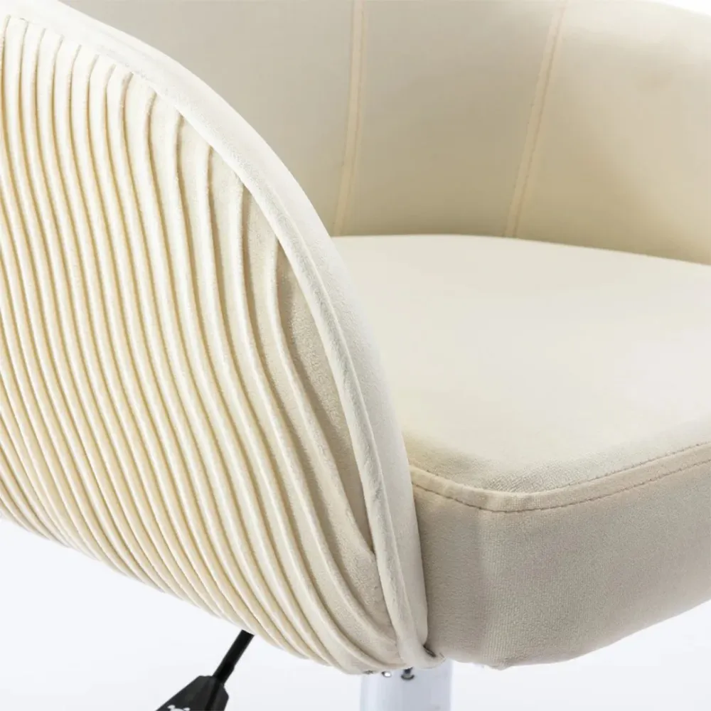 Beige Velvet Ergonomic Swivel Chair Single