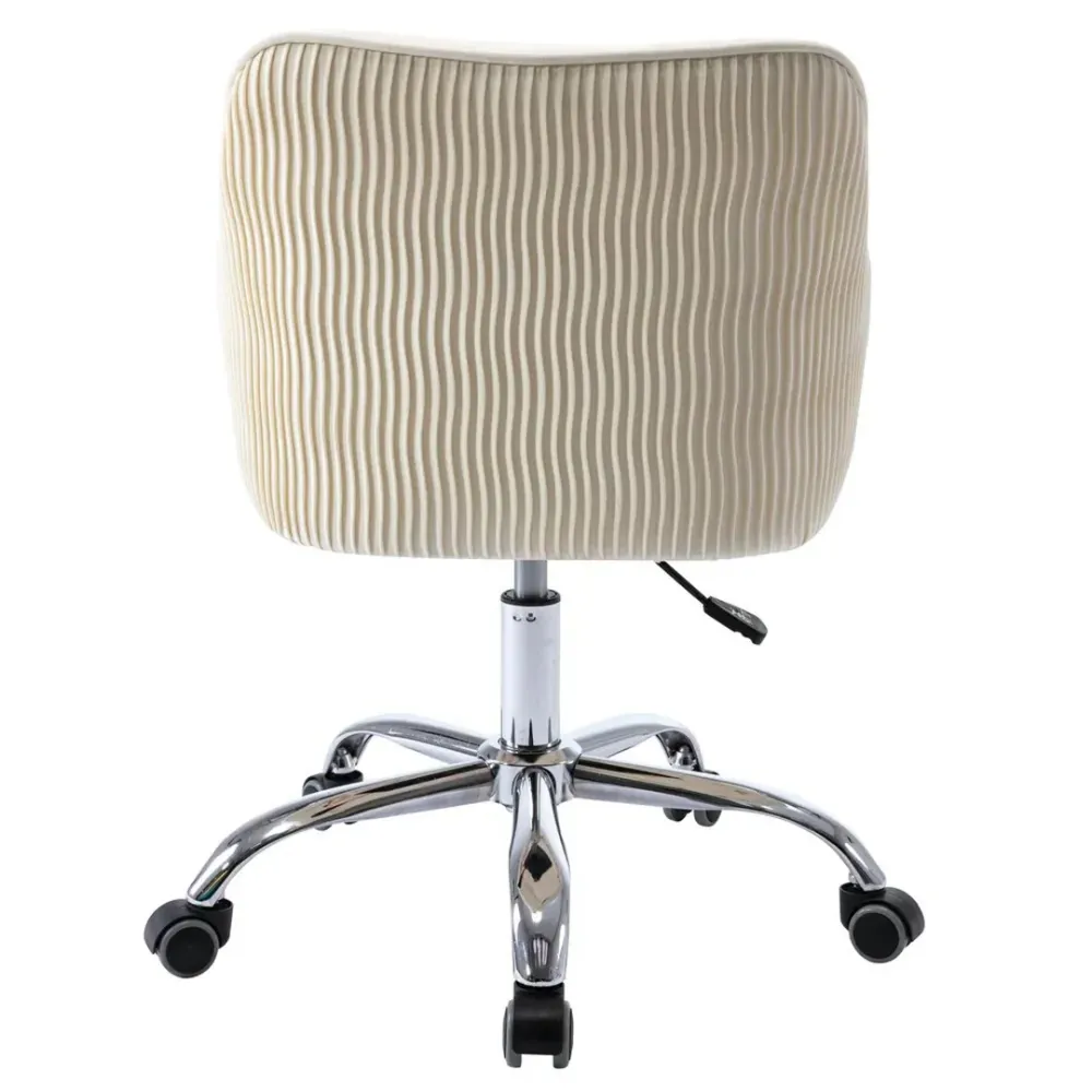 Beige Velvet Ergonomic Swivel Chair Single