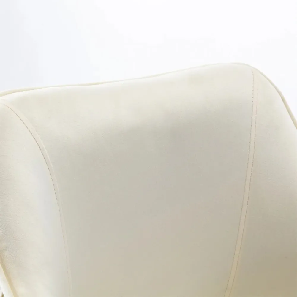 Beige Velvet Ergonomic Swivel Chair Single