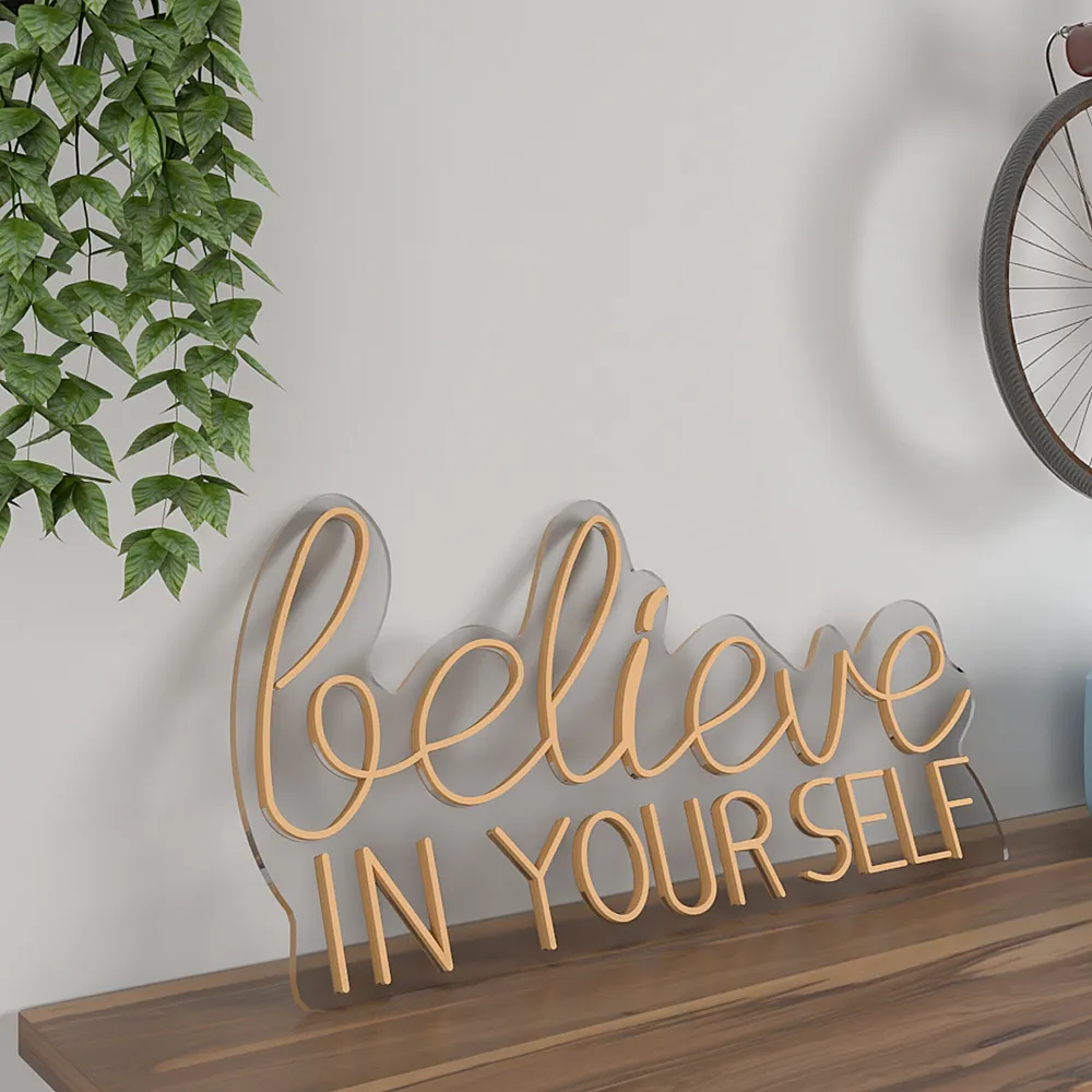 Believe In yourself LED Neon Light (Available in Multiple Colors) Yellow