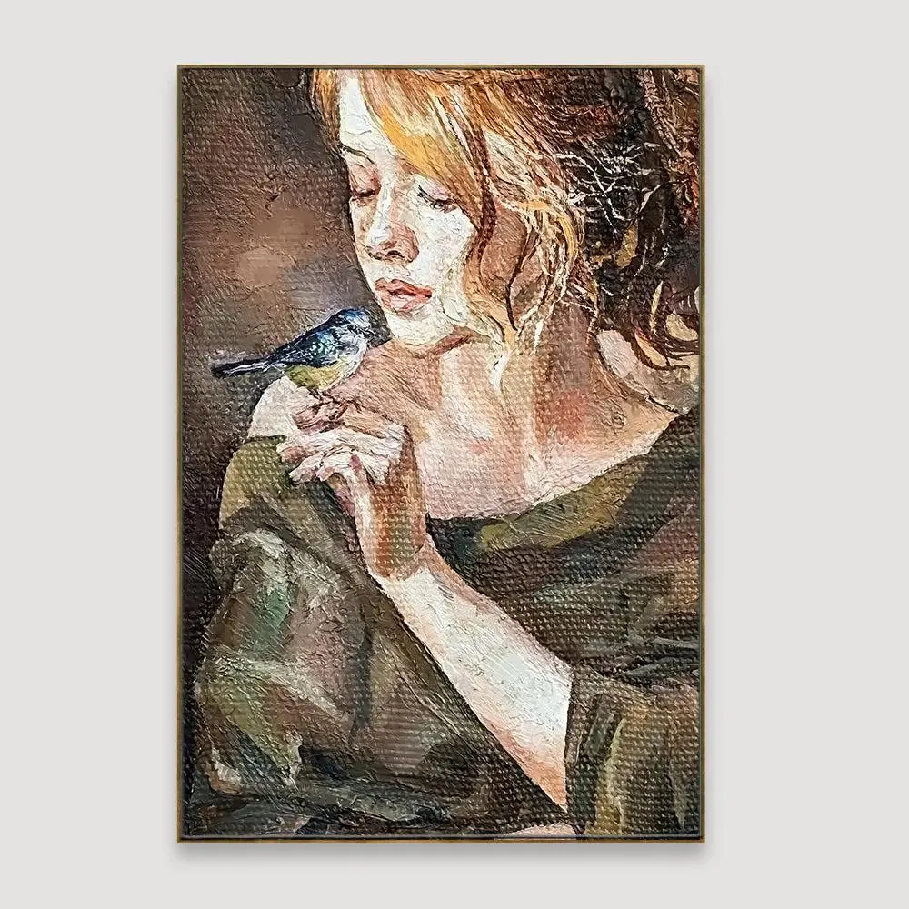 Belle Femme Portrait Canvas Wall Painting With Floating Frame