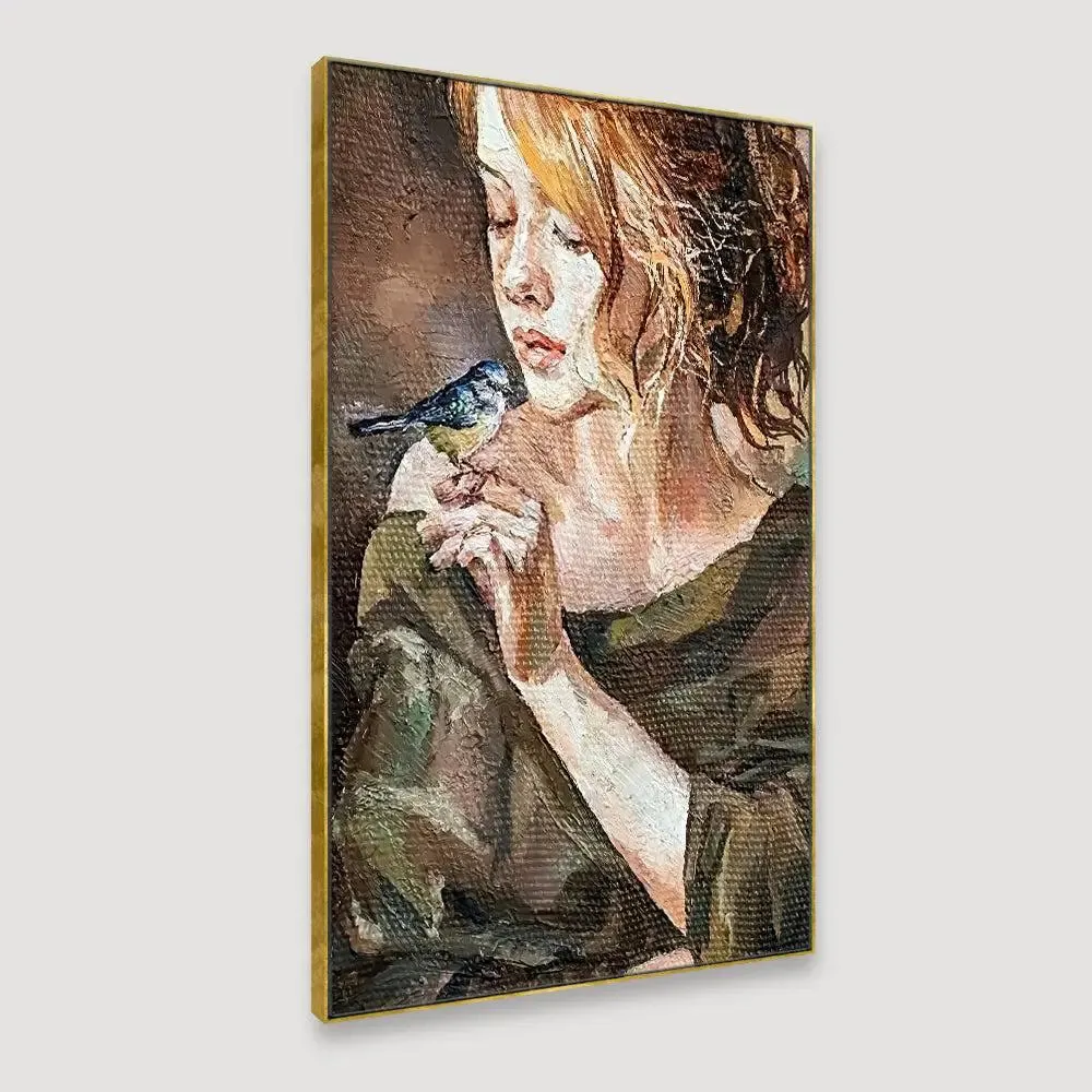Belle Femme Portrait Canvas Wall Painting With Floating Frame
