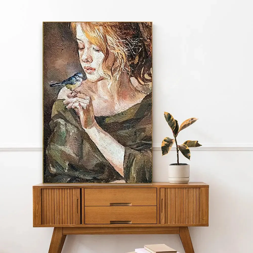 Belle Femme Portrait Canvas Wall Painting With Floating Frame