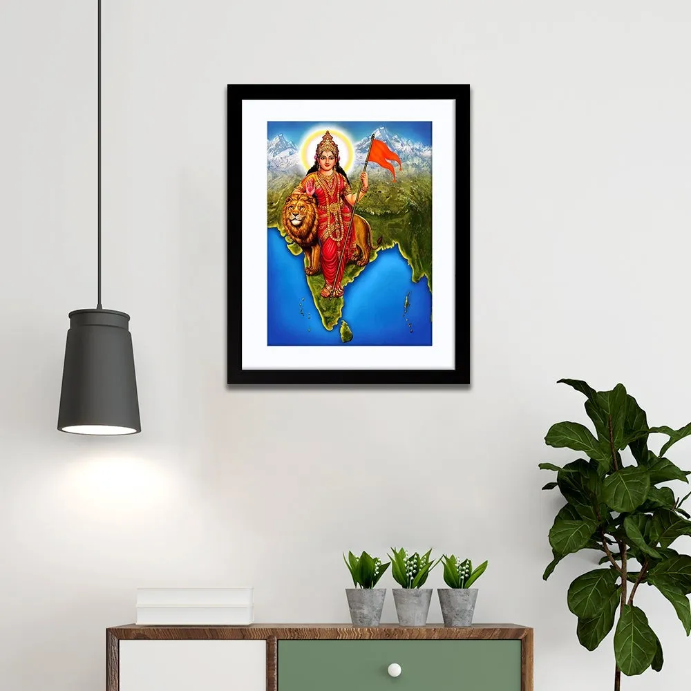 Bharat Mata Portrait Framed Wall Painting (A4 Size 12X15)