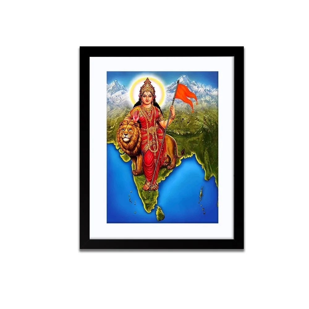 Bharat Mata Portrait Framed Wall Painting (A4 Size 12X15)