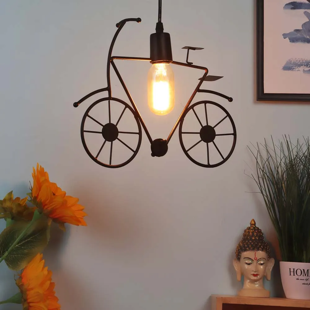 Bicycle Designer Black Single Hanging Light