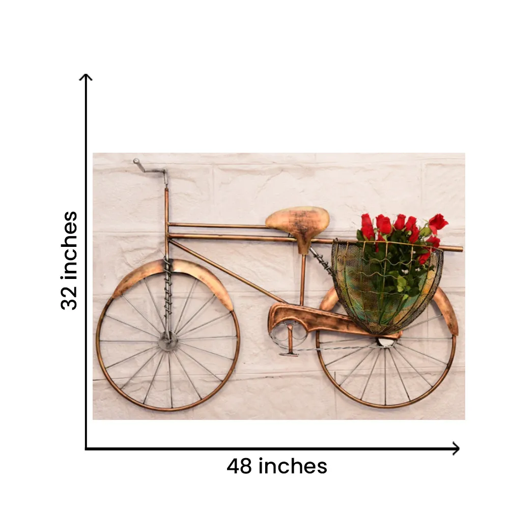 Bicycle with Basket Metal Wall Art Decor for Living Area/Bedroom
