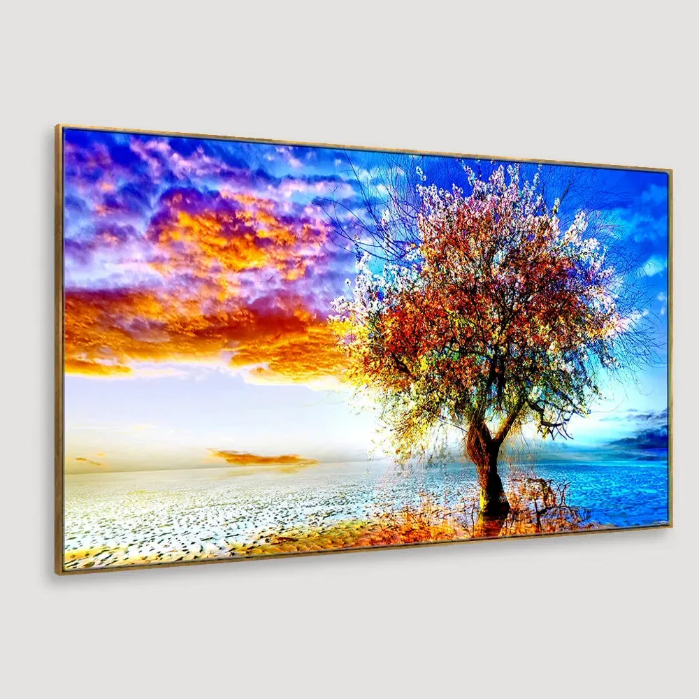 Big Panoramic Abstract Tree Wall Paintings &amp; Canvas Wall Art With Frame