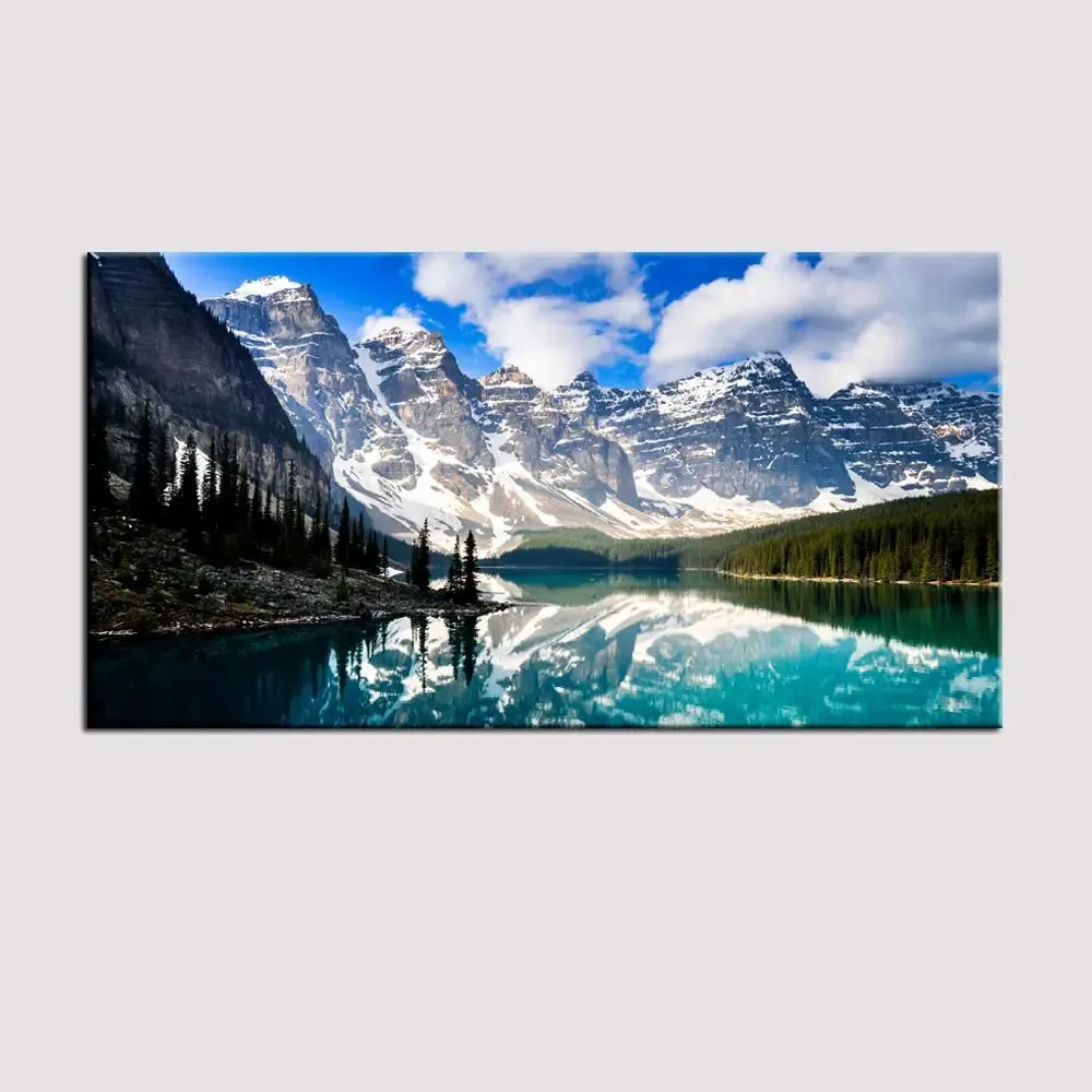Big Panoramic Beautiful Banff National Park Canvas Painting With Frame
