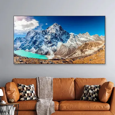 Big Panoramic Beautiful blue glacier and mountains Canvas Painting