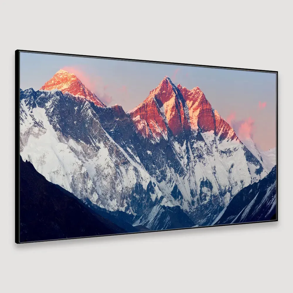 Big Panoramic Beautiful Everest And Lhotse At Sunset Canvas Painting With Frame