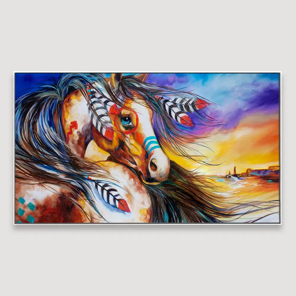 Big Panoramic Beautiful Horse Wall Painting &amp; Canvas Wall Art With Frame