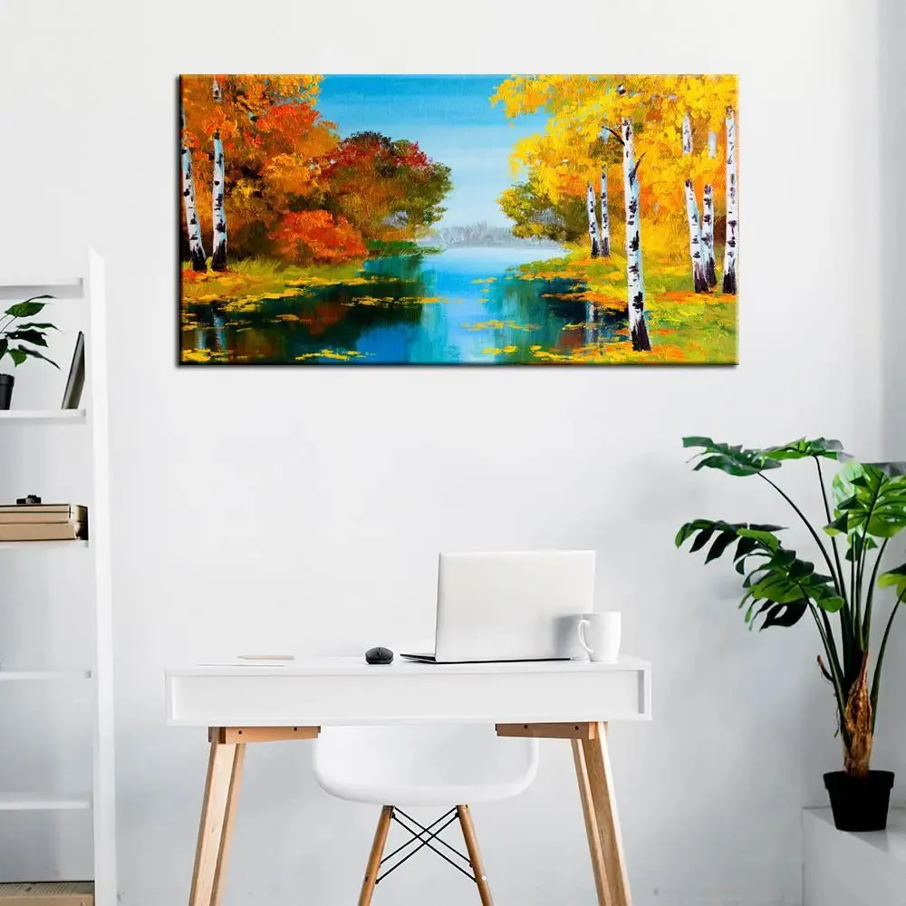 Big Panoramic Beautiful Scenery Canvas Painting With Frame