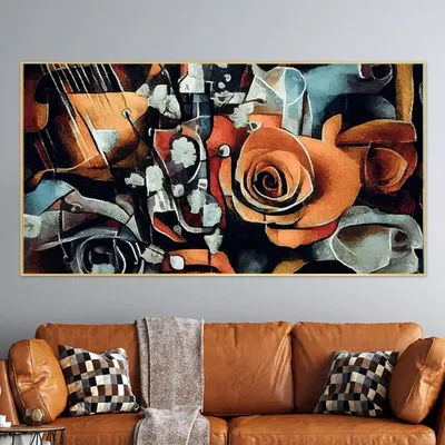 Big Panoramic Bouquet Beautiful Rose Flowers Canvas Painting