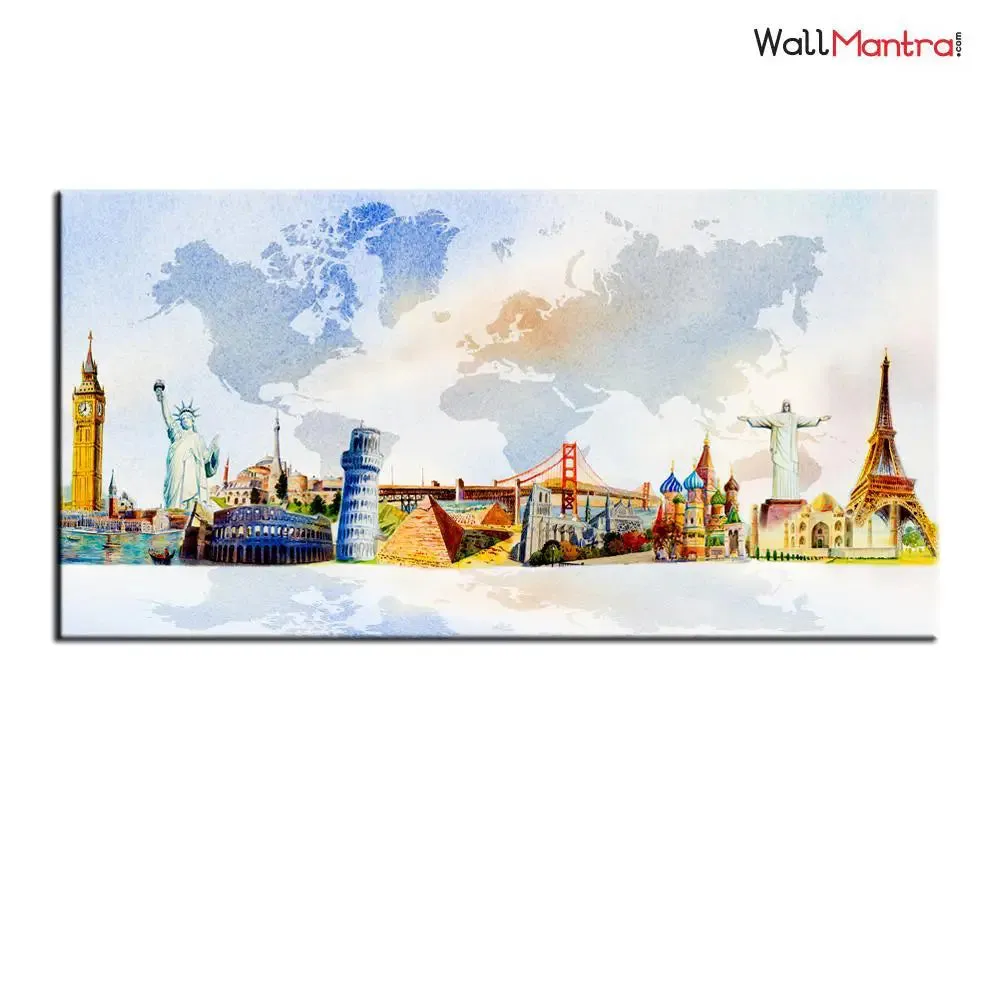 Big Panoramic Famous Monument Canvas Wall Painting With Frame