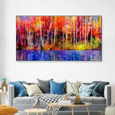 Big Panoramic Landscape Abstract River Scenery Canvas Painting