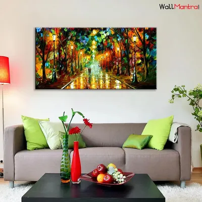 Big Panoramic Street Lamp Night Scenery Canvas  Wall painting