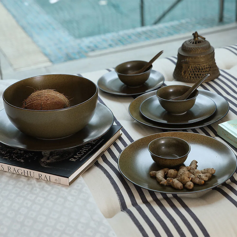 Bio Matte Mud Motif Dinner Set Of 18