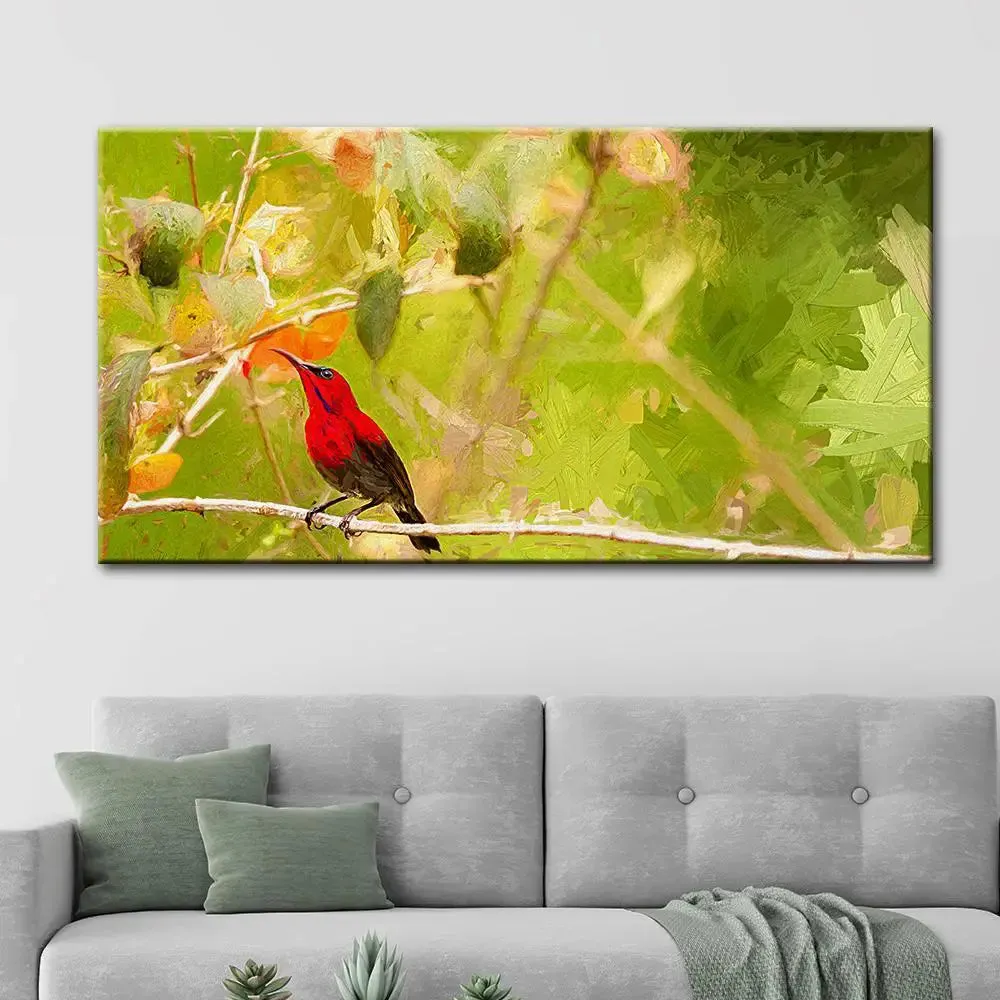 Bird with Nature Canvas Printed Painting With Wood Frame
