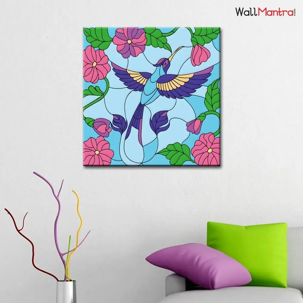 Bird With Vine Colourful DIY(Do-It-Yourself)/ Paint by numbers canvas painting kit