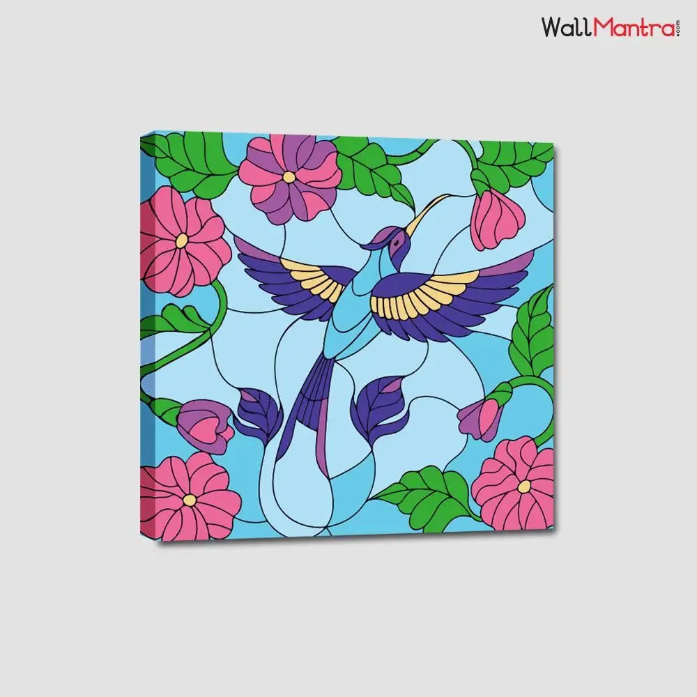Bird With Vine Colourful DIY(Do-It-Yourself)/ Paint by numbers canvas painting kit