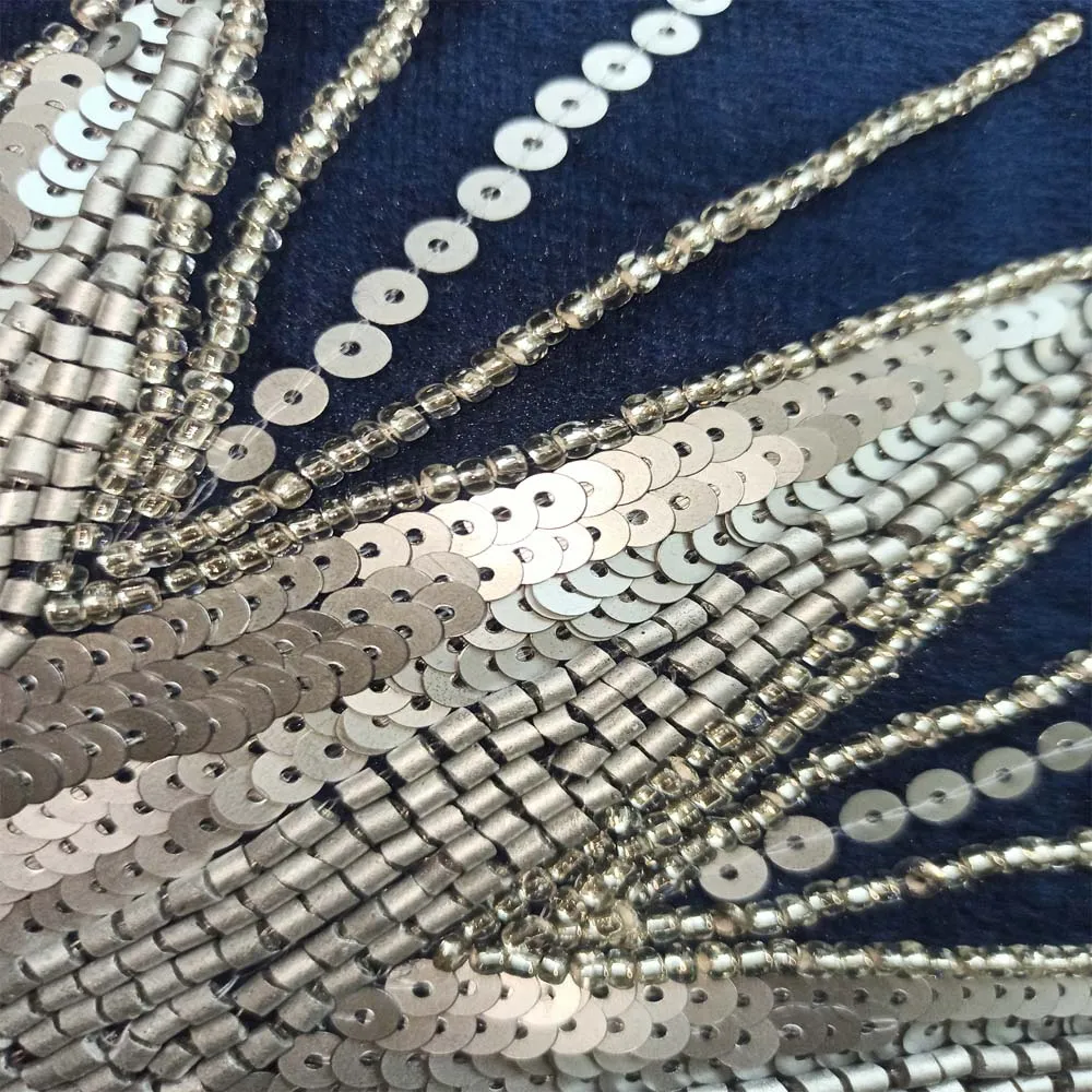 Black Bead Embroidery Poly Dupion Cushion Cover