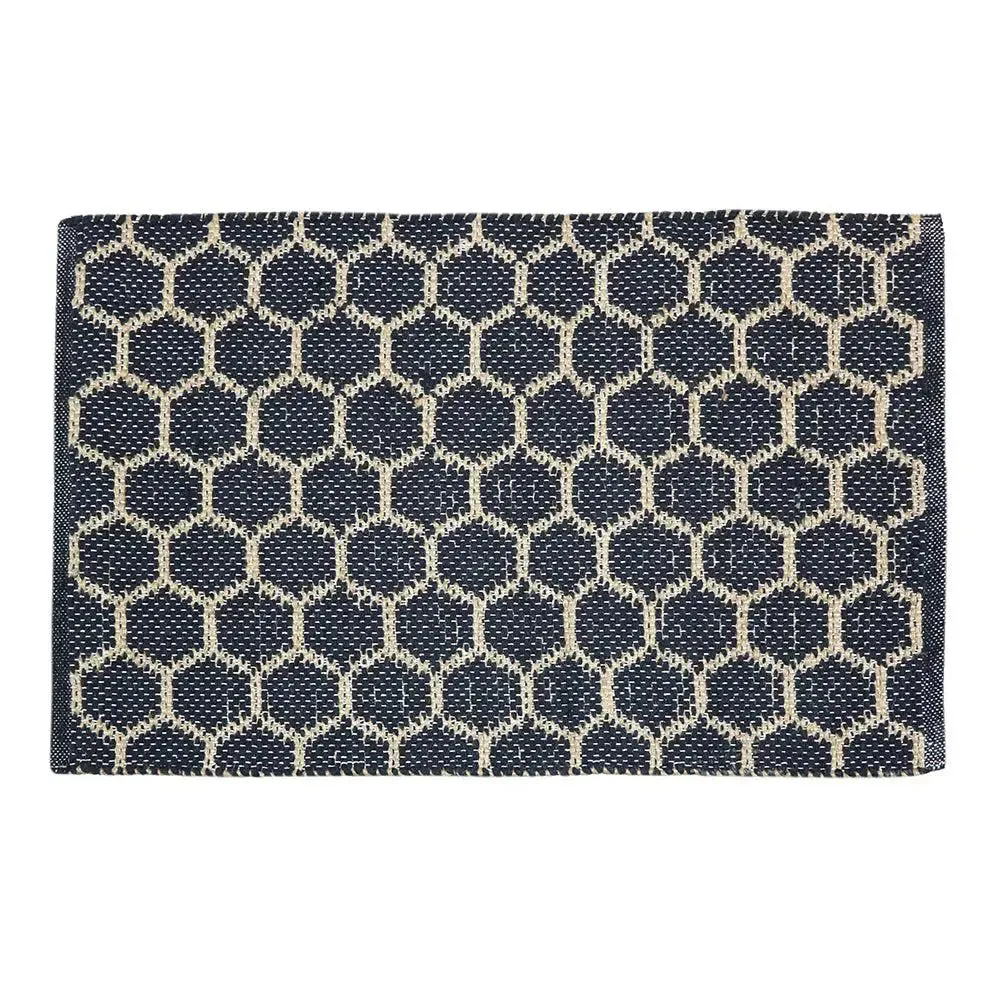 Black Beehive Pattern Jute & Cotton Area Rug (2 X 3)ft Single Piece