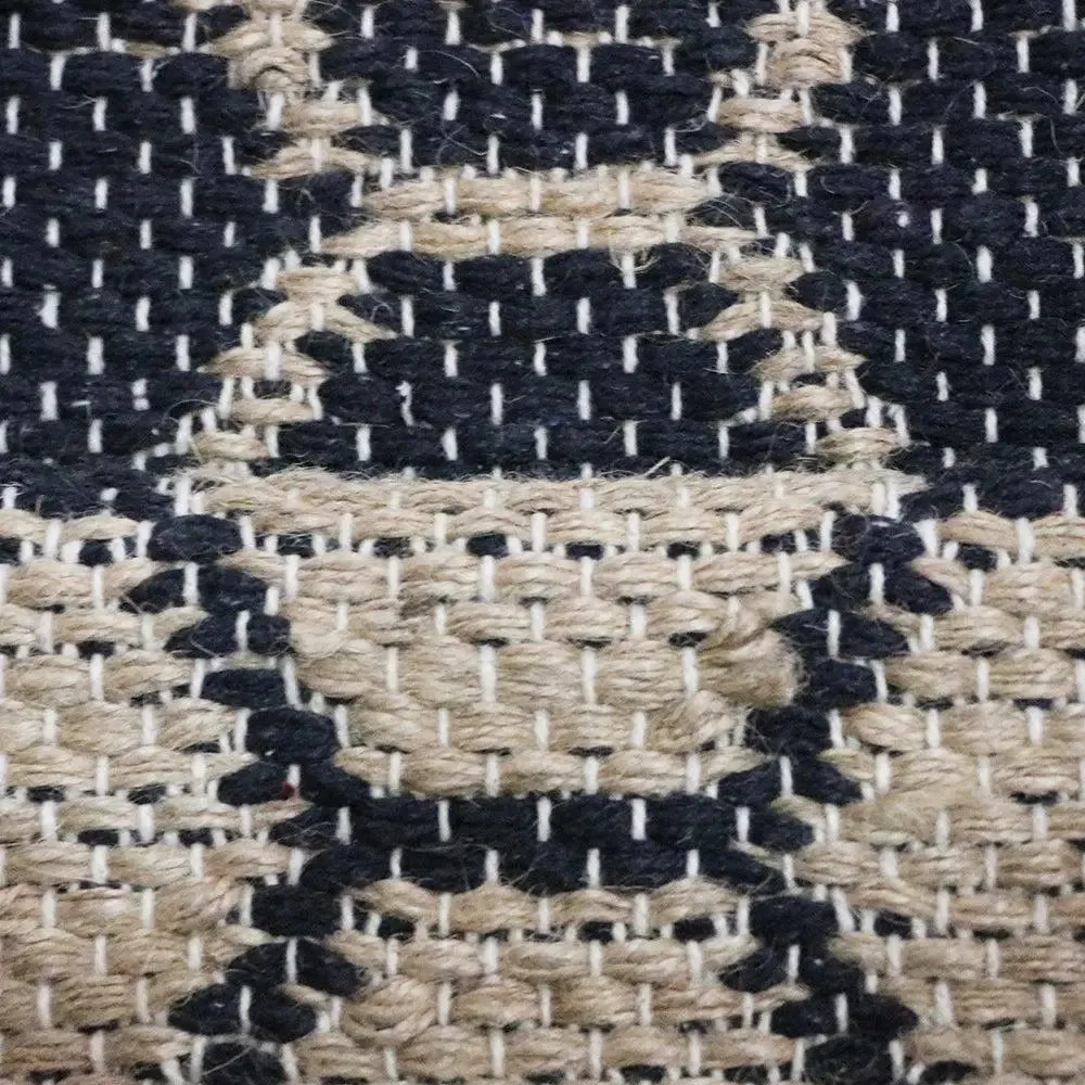 Black Beehive Pattern Jute & Cotton Area Rug (2 X 3)ft Single Piece