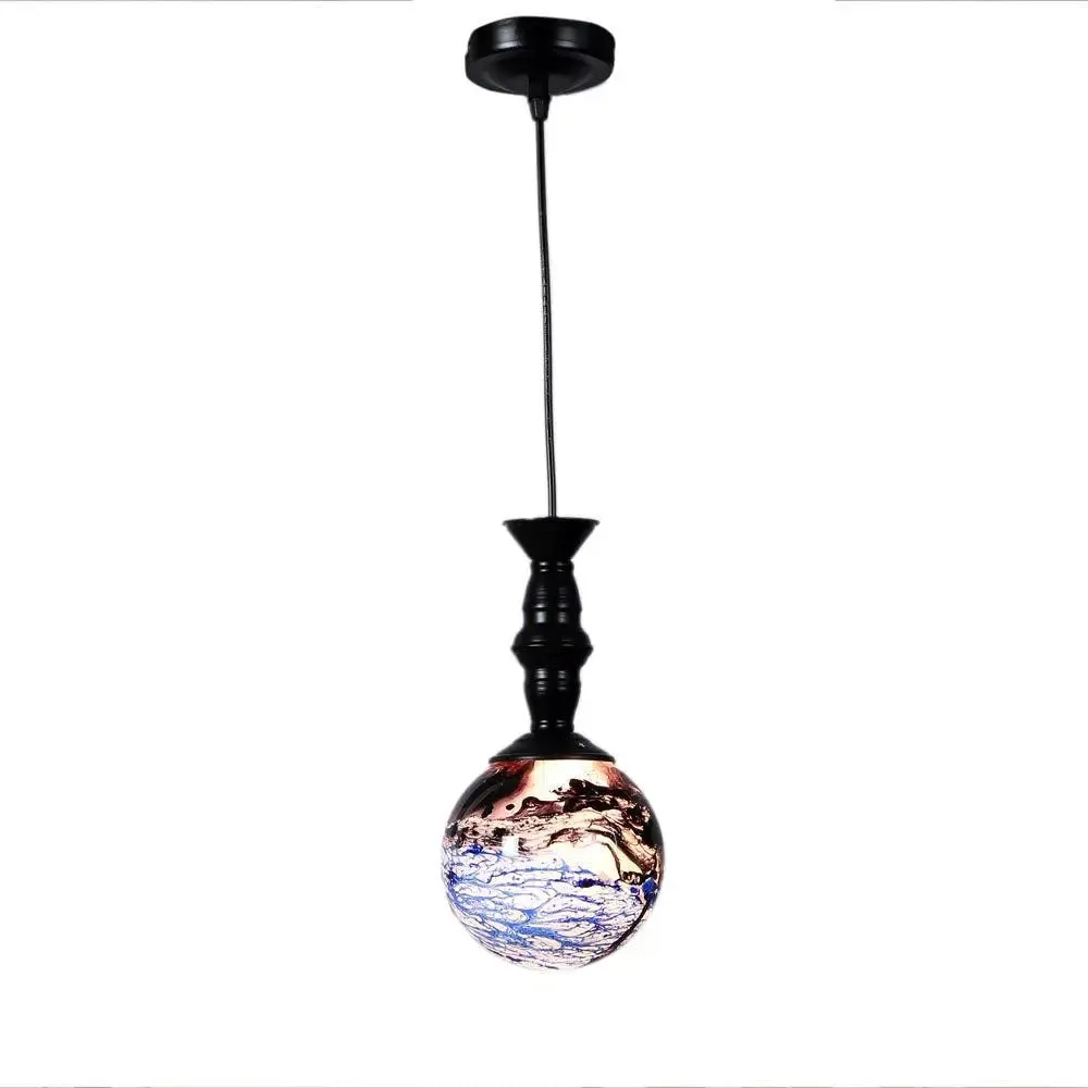 Black & Blue Splashed Trio Globe Cluster Ceiling Light