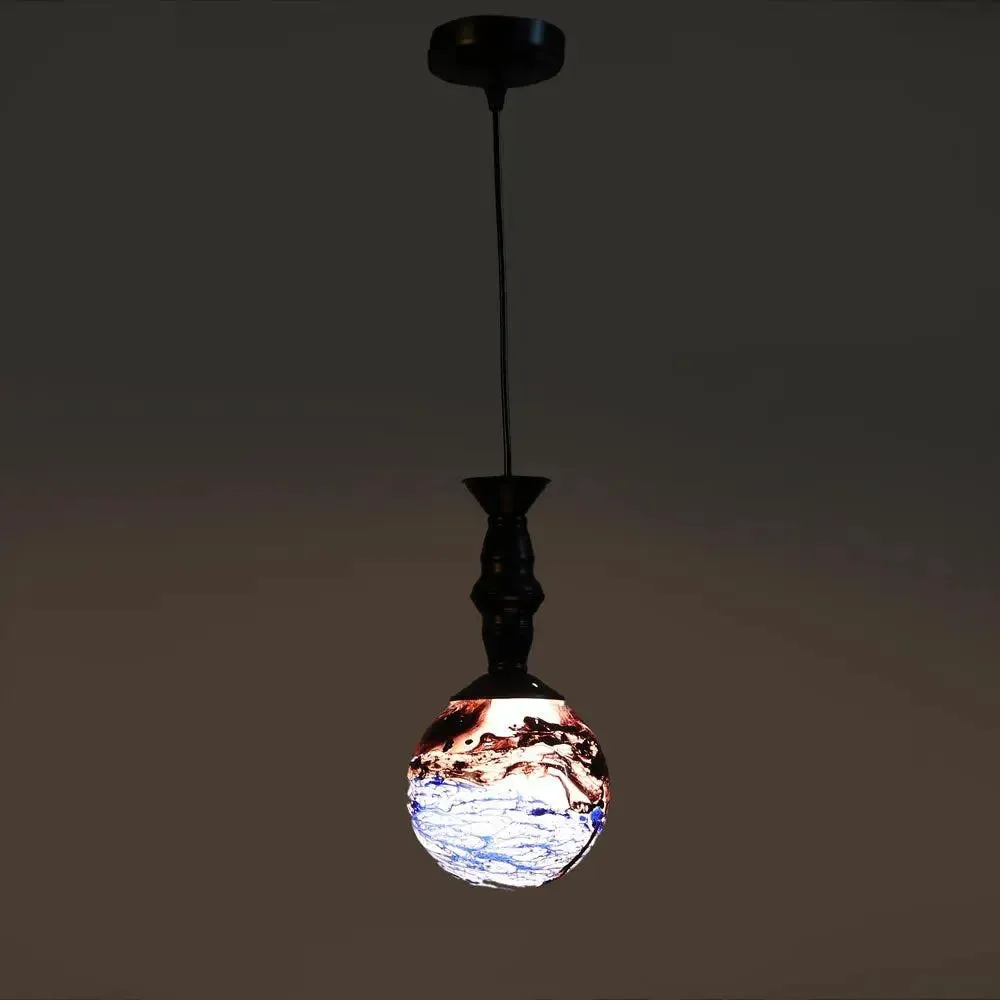 Black & Blue Splashed Trio Globe Cluster Ceiling Light