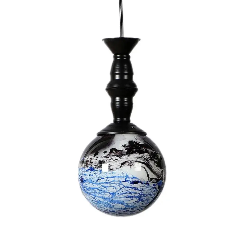 Black & Blue Splashed Trio Globe Cluster Ceiling Light