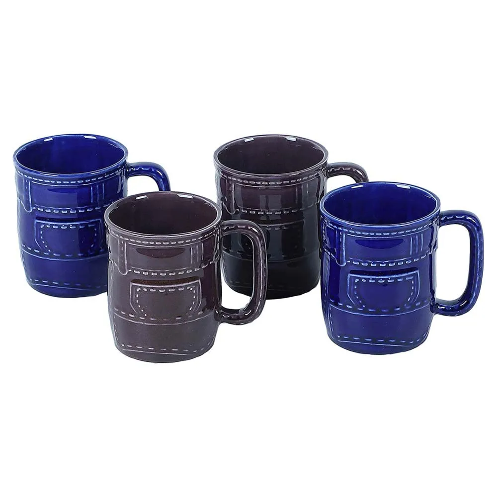 Black & Blue Standard Shape Tea Cups Set Of 4 Tea Cups Set