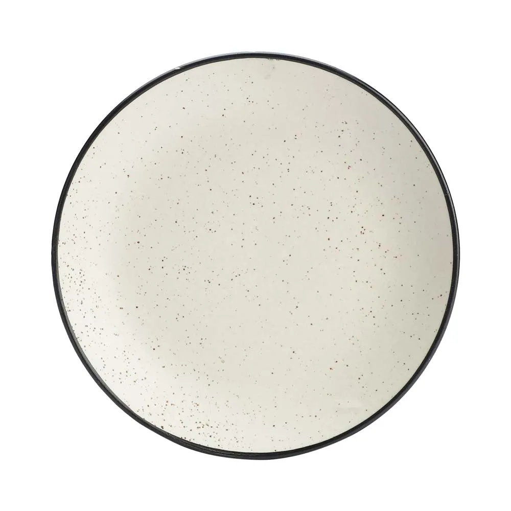 Black Bordered Matte White Ceramic Side Plates Set Of 4