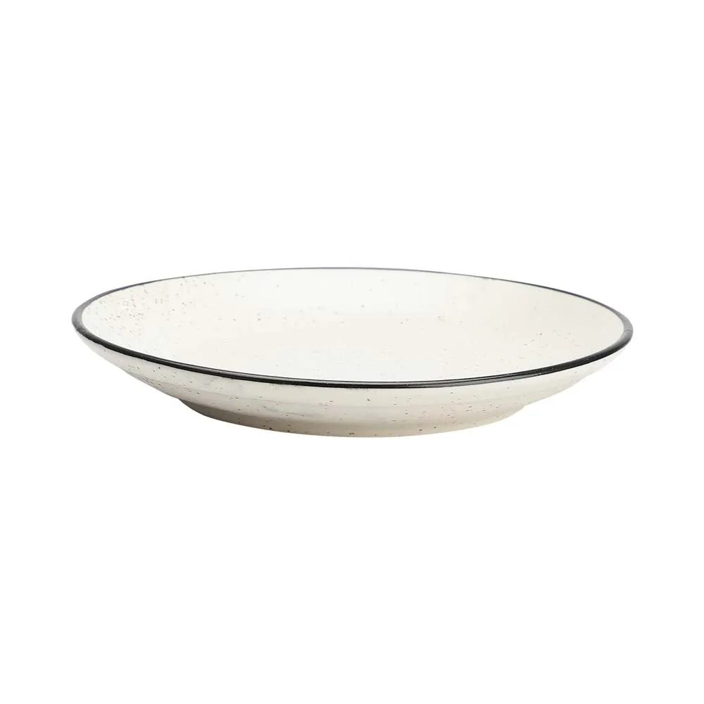 Black Bordered Matte White Ceramic Side Plates Set Of 4