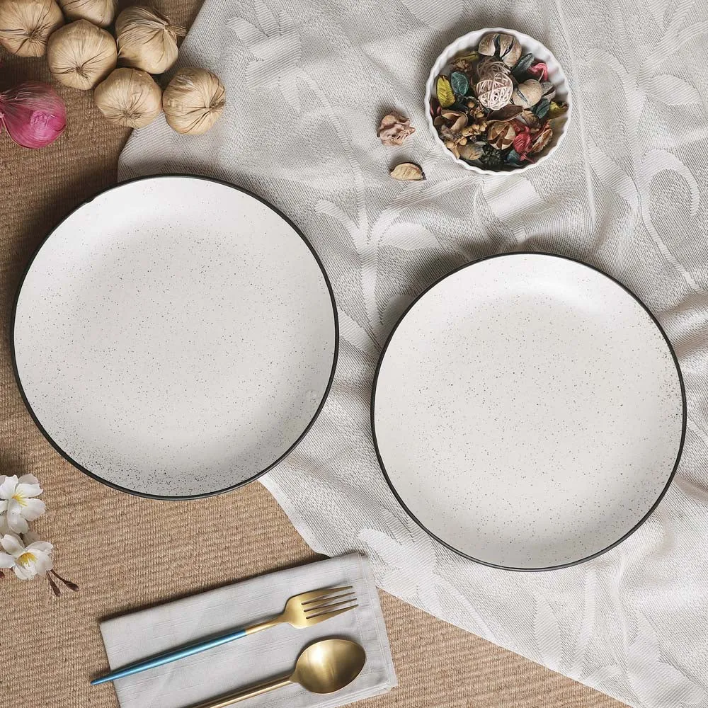 Black Bordered Matte White Ceramic Side Plates Set Of 4